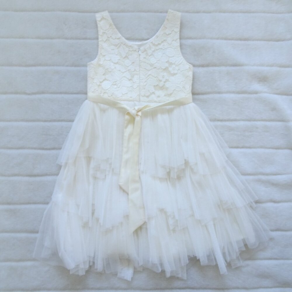 Couture Princess Dress Layered Tulle Lined Child Beige 8 - Picture 5 of 11